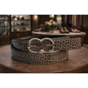 Rare Escada 90’s Gray Alligator Print Belt Size M EU 40